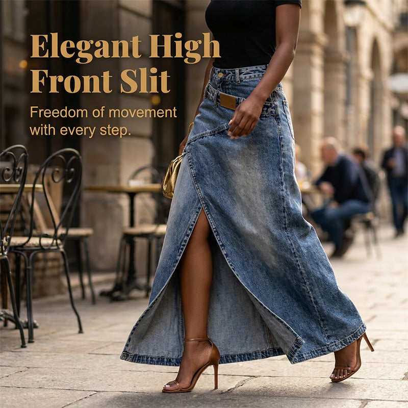 🔥✨ ¡OFERTA 50% OFF! Falda Vaquera Asimétrica de Capas – Estilo Moderno y Elegante
