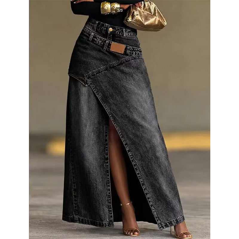 🔥✨ ¡OFERTA 50% OFF! Falda Vaquera Asimétrica de Capas – Estilo Moderno y Elegante