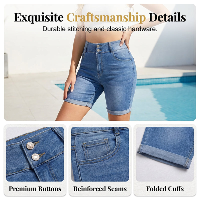 🔥👖 ¡OFERTA RELÁMPAGO 50% OFF! Shorts Vaqueros de Tiro Alto – Silueta Perfecta y Confort Todo el Día