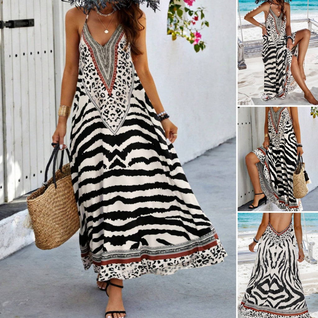 🐆🔥 ¡OFERTA RELÁMPAGO 50% OFF! Vestido Largo Bohemio Estampado Salvaje – Impacta con Estilo