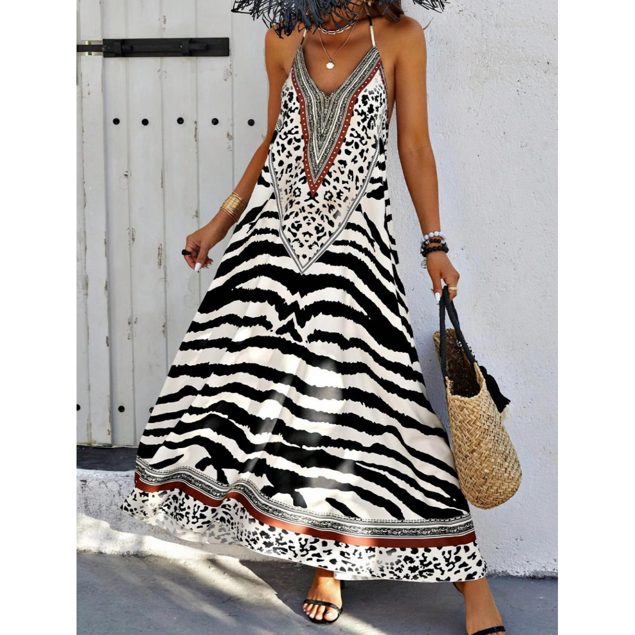 🐆🔥 ¡OFERTA RELÁMPAGO 50% OFF! Vestido Largo Bohemio Estampado Salvaje – Impacta con Estilo