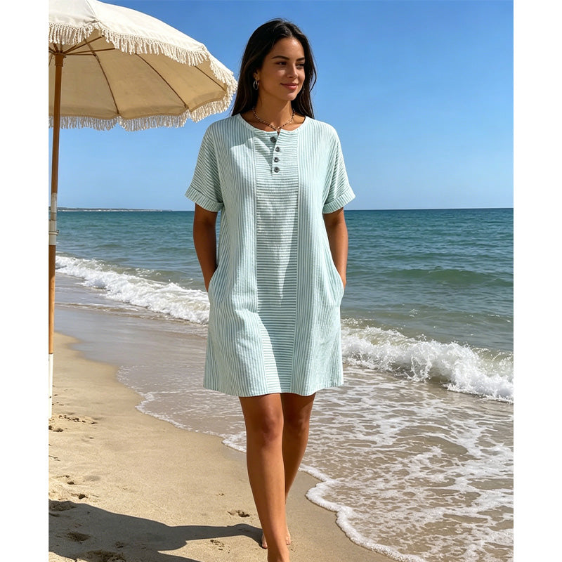 👗🔥 ¡OFERTA 50% OFF! Vestido de Rayas Mujer – Elegancia y Comodidad Diaria