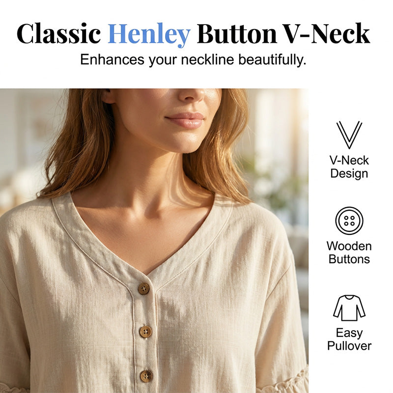 ✨👚 ¡OFERTA 50% OFF! Top Elegante con Escote en V y Volantes – Estilo Femenino