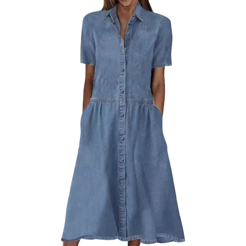 👗✨ ¡OFERTA 50% OFF! Vestido Camisero Denim – Elegancia Casual y Comodidad