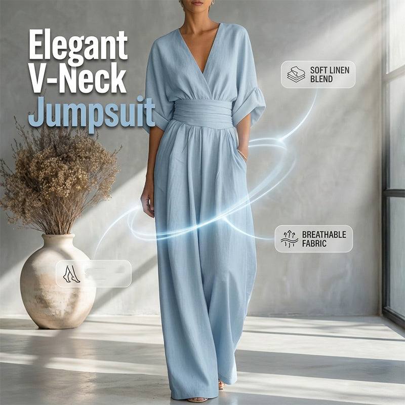 👗🔥 ¡OFERTA 50% OFF! Mono Elegante con Cuello en V – Estilo y Comodidad