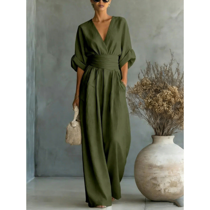 👗🔥 ¡OFERTA 50% OFF! Mono Elegante con Cuello en V – Estilo y Comodidad