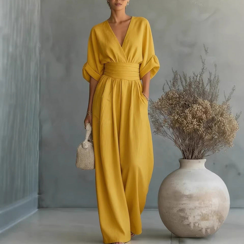 👗🔥 ¡OFERTA 50% OFF! Mono Elegante con Cuello en V – Estilo y Comodidad