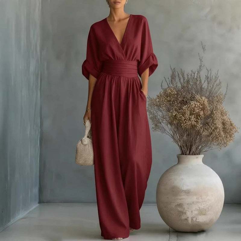 👗🔥 ¡OFERTA 50% OFF! Mono Elegante con Cuello en V – Estilo y Comodidad