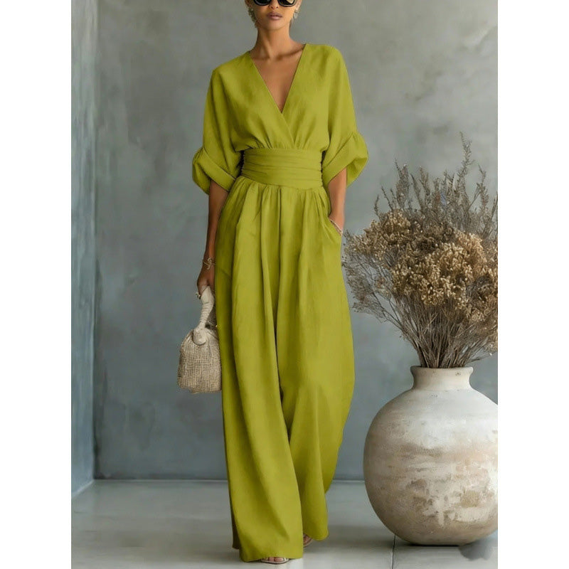 👗🔥 ¡OFERTA 50% OFF! Mono Elegante con Cuello en V – Estilo y Comodidad