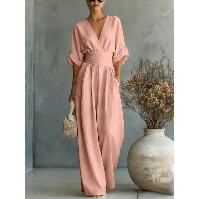 👗🔥 ¡OFERTA 50% OFF! Mono Elegante con Cuello en V – Estilo y Comodidad