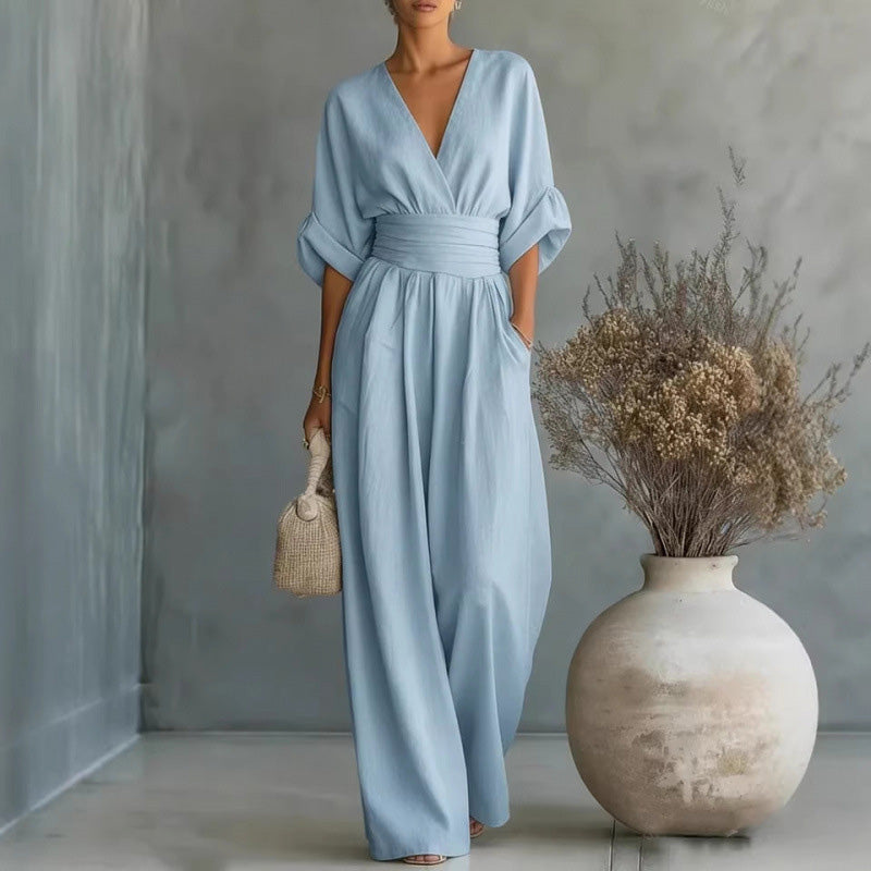 👗🔥 ¡OFERTA 50% OFF! Mono Elegante con Cuello en V – Estilo y Comodidad