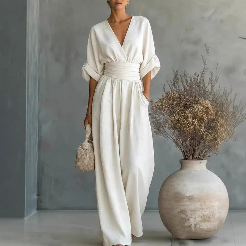 👗🔥 ¡OFERTA 50% OFF! Mono Elegante con Cuello en V – Estilo y Comodidad