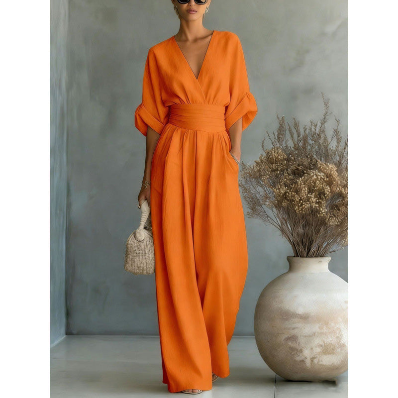 👗🔥 ¡OFERTA 50% OFF! Mono Elegante con Cuello en V – Estilo y Comodidad
