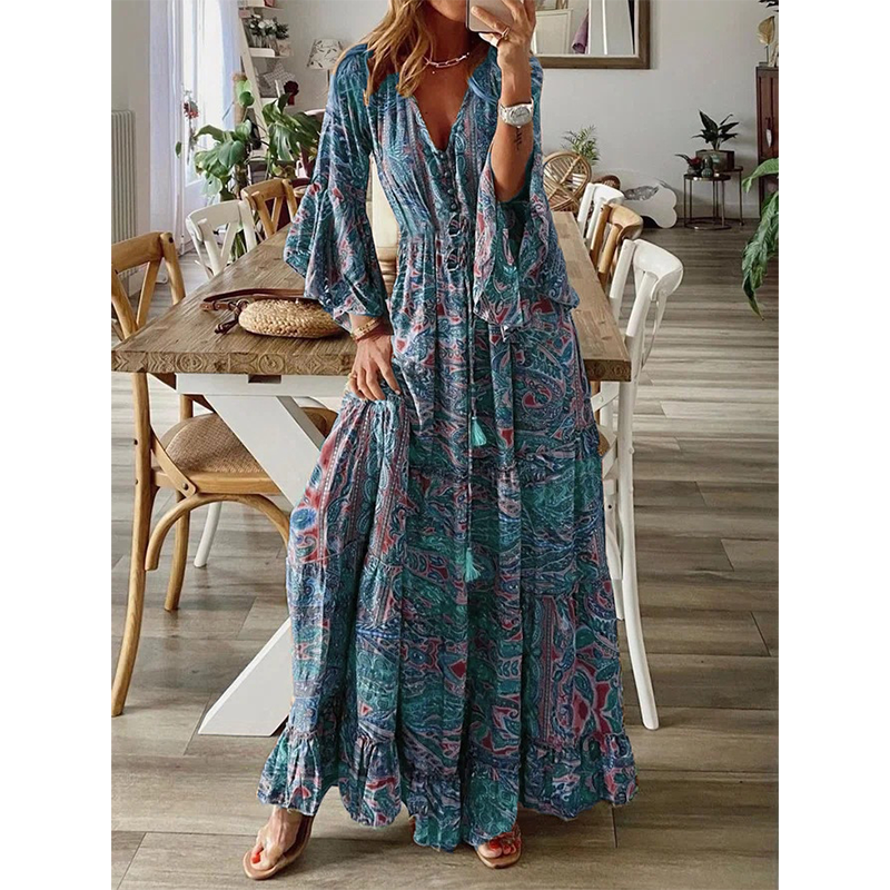 🌸👗 ¡OFERTA RELÁMPAGO 50% OFF! Vestido Largo Bohemio Floral – Elegancia y Comodidad Todo el Día