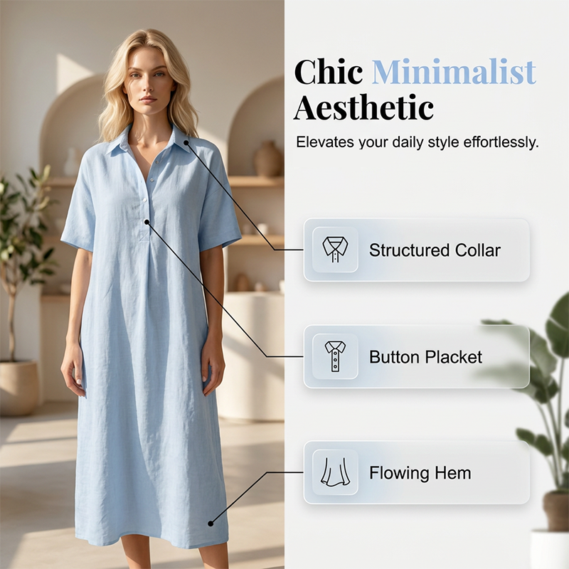👗🔥 ¡OFERTA 50% OFF! Vestido Camisero Midi Casual – Comodidad y Estilo en Uno