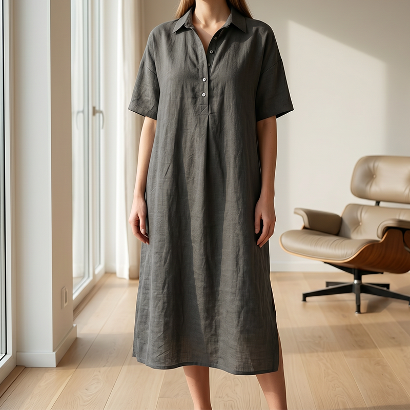 👗🔥 ¡OFERTA 50% OFF! Vestido Camisero Midi Casual – Comodidad y Estilo en Uno