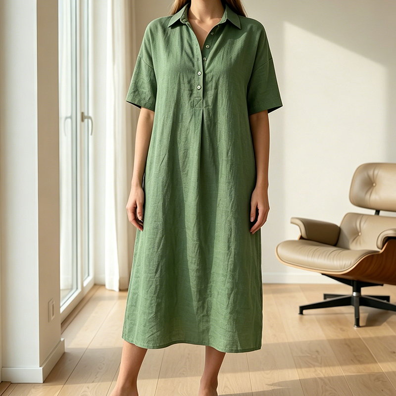 👗🔥 ¡OFERTA 50% OFF! Vestido Camisero Midi Casual – Comodidad y Estilo en Uno