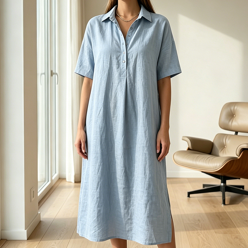👗🔥 ¡OFERTA 50% OFF! Vestido Camisero Midi Casual – Comodidad y Estilo en Uno