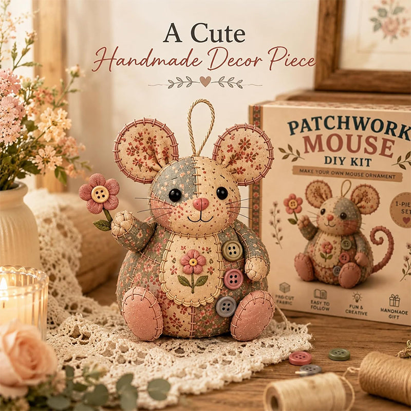 🧵🐭 ¡OFERTA 50% OFF! Kit de Costura DIY Ratón Patchwork – Creativo y Relajante ✨