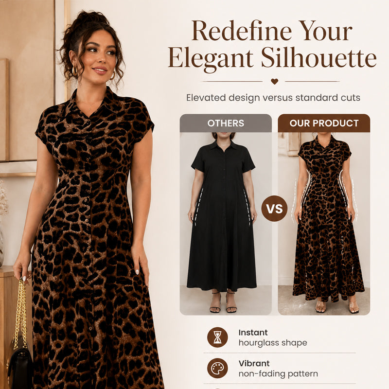 👗 ¡50% DE DESCUENTO POR TIEMPO LIMITADO! 💥 Elegante vestido de mujer con solapa y estampado de leopardo: estilo chic, favorecedor y llamativo ✨