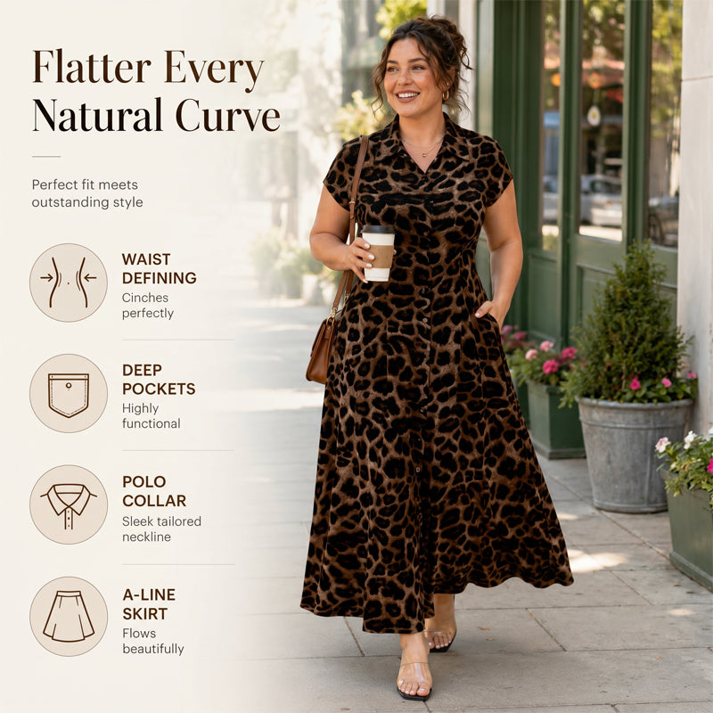 👗 ¡50% DE DESCUENTO POR TIEMPO LIMITADO! 💥 Elegante vestido de mujer con solapa y estampado de leopardo: estilo chic, favorecedor y llamativo ✨