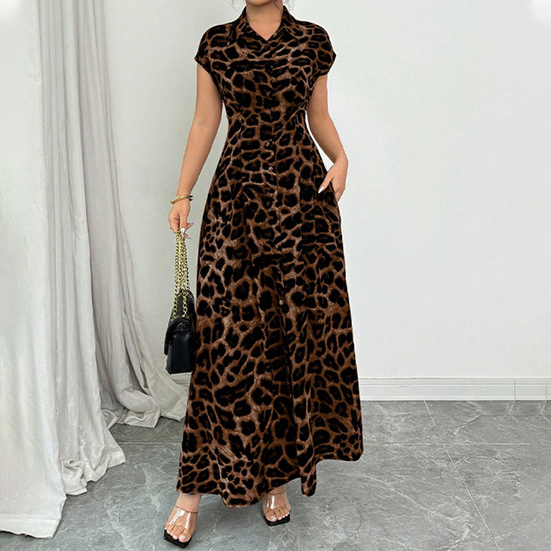 👗 ¡50% DE DESCUENTO POR TIEMPO LIMITADO! 💥 Elegante vestido de mujer con solapa y estampado de leopardo: estilo chic, favorecedor y llamativo ✨