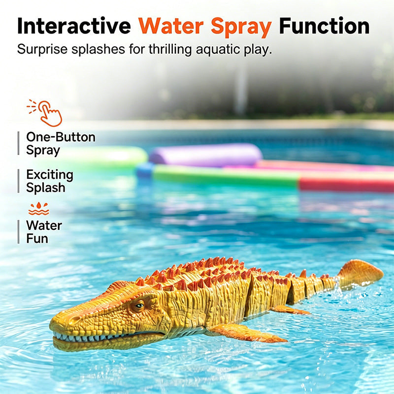 🦖🌊 ¡OFERTA 50% OFF! Mosasaurio RC 2.4G – Dinosaurio Acuático con Spray de Agua