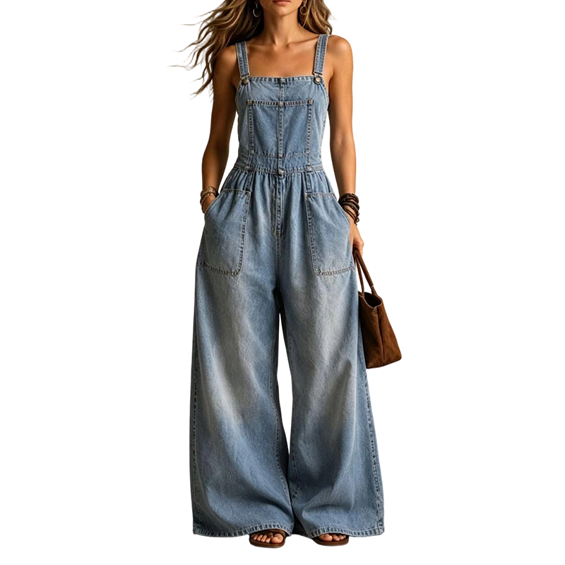 👖✨ ¡OFERTA 50% OFF! Mono Vaquero Vintage Holgado – Estilo y Comodidad Total
