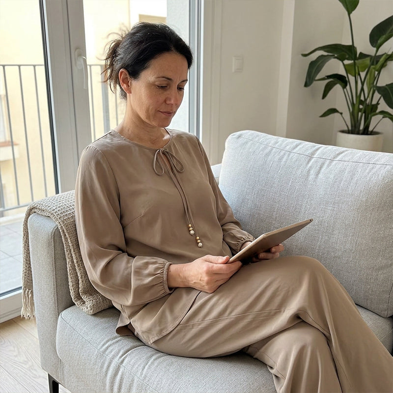 ✨🌸 ¡OFERTA 50% OFF! Conjunto Elegante 2 Piezas con Cuello de Lazo – Comodidad y Estilo