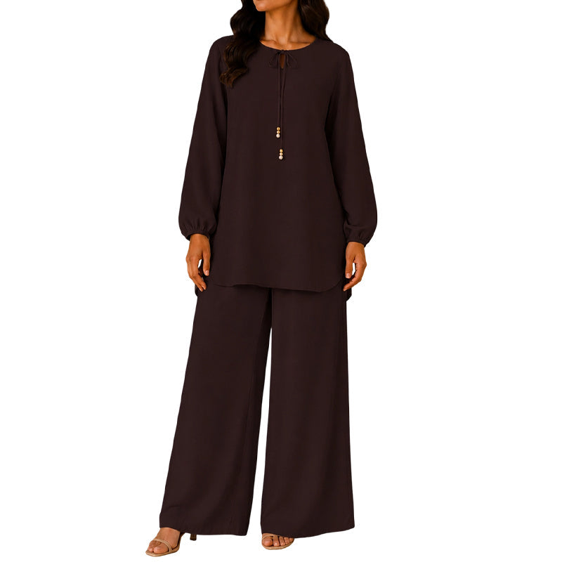 ✨🌸 ¡OFERTA 50% OFF! Conjunto Elegante 2 Piezas con Cuello de Lazo – Comodidad y Estilo
