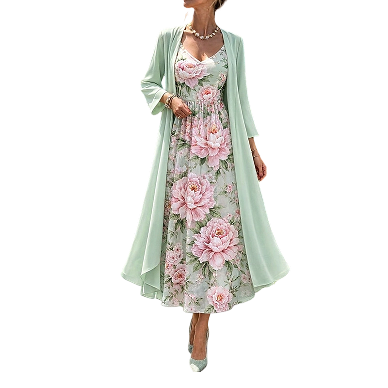 🌸✨ ¡OFERTA 50% OFF! Conjunto de Vestido Floral 2 Piezas – Elegancia y Estilo para Verano