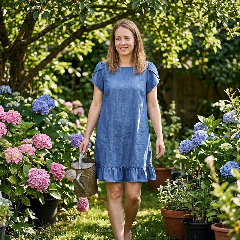 👗💙 ¡OFERTA 50% OFF! Vestido Vaquero con Volantes – Estilo Casual y Elegante para Cada Día