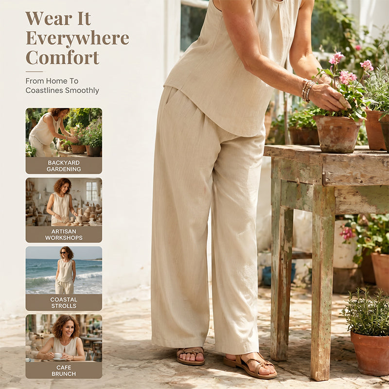 👗✨ ¡OFERTA 50% OFF! Conjunto Top Asimétrico + Pantalón Pierna Ancha – Estilo Chic Moderno