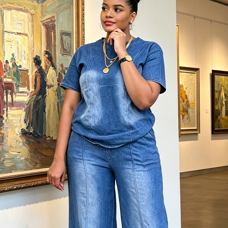 🌸💙 ¡OFERTA 50% OFF! Conjunto 2 Piezas Denim Azul Deslavado – Estilo Casual y Cómodo