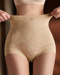 Panties moldeadores de control abdominal con encaje floral de cintura alta