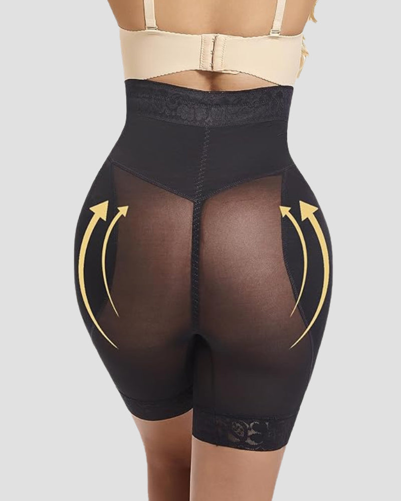 Shorts moldeadores de cintura alta y levantamiento de cadera de 4 filas con botones y almohadillas removibles