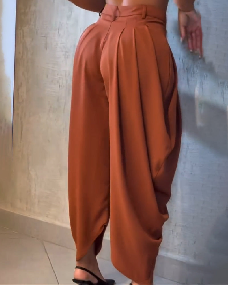 Pantalones Harem de Talle Alto Plisados y Pierna Ancha Shapshe® Leisure