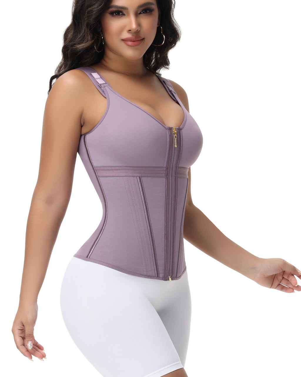 Shapshe® Corsé de Látex con Varillas para Mujer, Cierre de Cremallera, Moldeador de Abdomen con Sujetador