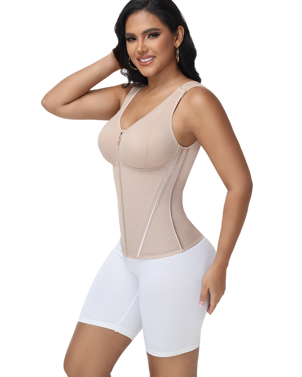 Chaleco Corset Shapshe® con Sostén Acolchado, Cremallera Frontal, Faja Moldeadora de Cintura