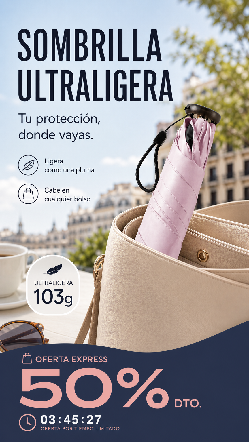 ☀️☔ ¡OFERTA 50% OFF! Paraguas Ultraligero UPF50+ – Protección Total