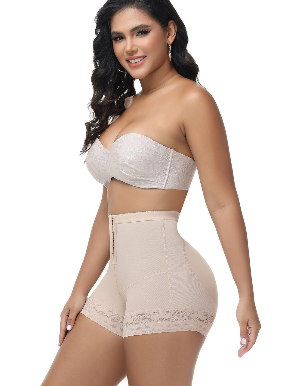 Shorts Shapshe® de Cintura Alta con Levantamiento de Cadera y Cierre Frontal de Gancho