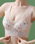 Sostén inalámbrico push up de encaje floral elegante de cobertura total