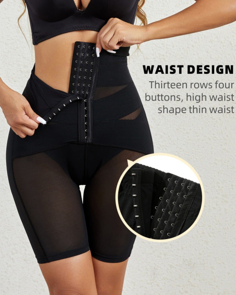 Shorts moldeadores de malla elástica de cintura alta con hebilla ajustable
