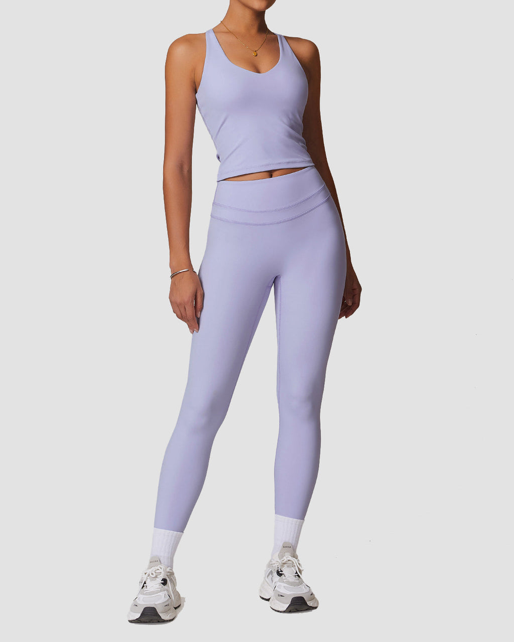 Conjunto de entrenamiento para correr y fitness de mujer con cintura alta