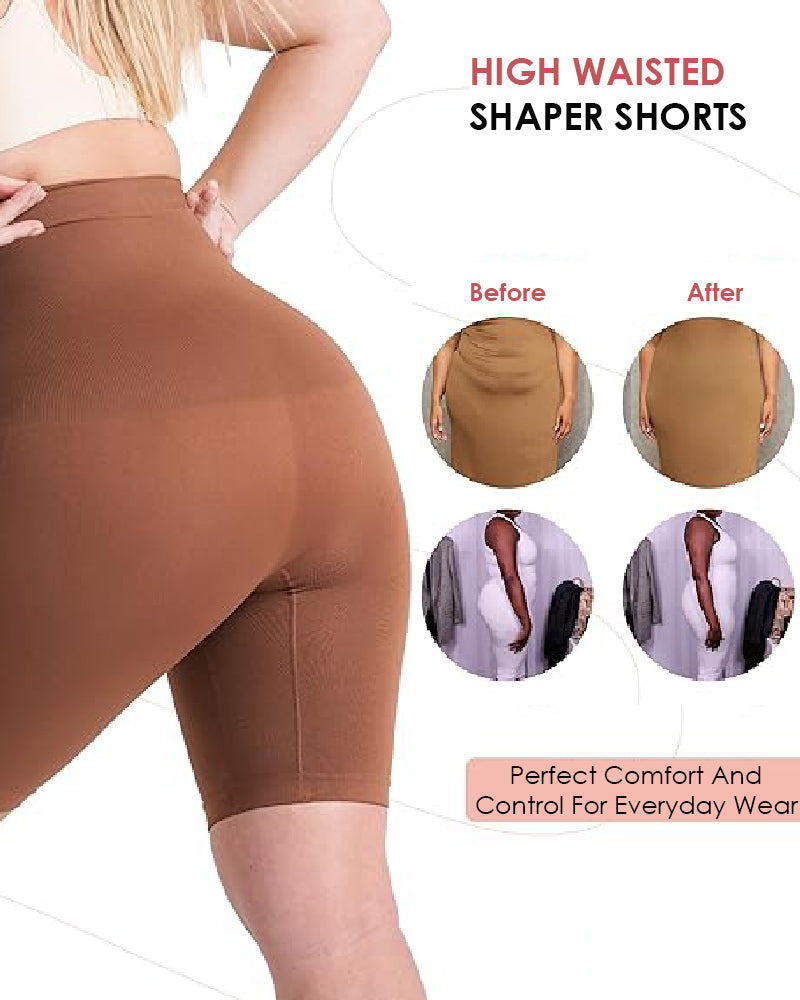 Shorts Moldeadores de Cintura Alta con Control de Abdomen y Reductor de Muslos