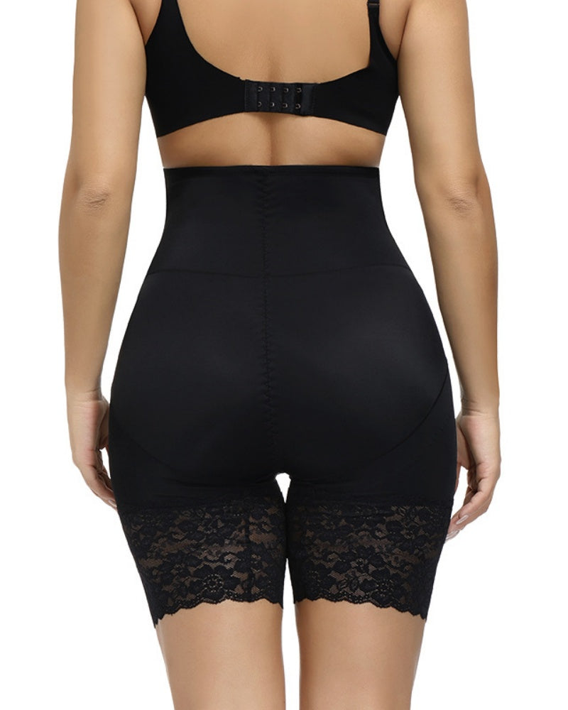 Shorts Moldeadores de Cintura Alta con Encaje, Control de Abdomen y Levantamiento de Glúteos