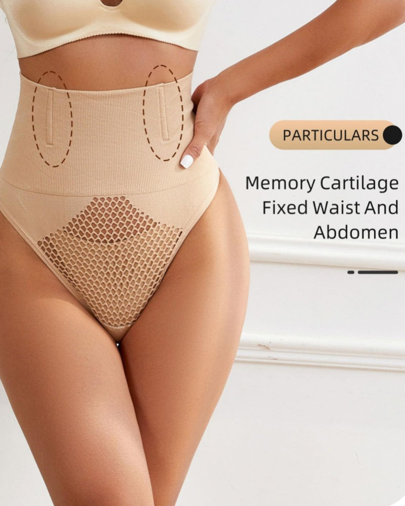 Faja Moldeadora Fina de Cintura Alta Hueca con Diseño para Abdomen en Estilo Tanga